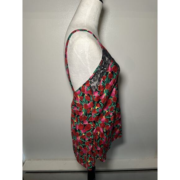 Vintage 90s VICTORIA'S SECRET Lace TULIP FLORAL Print Lingerie Slip Night Gown - Picture 6 of 8